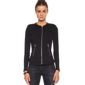 IRO Clever Dark Grey Knitted Jacket with Lambskin Trim